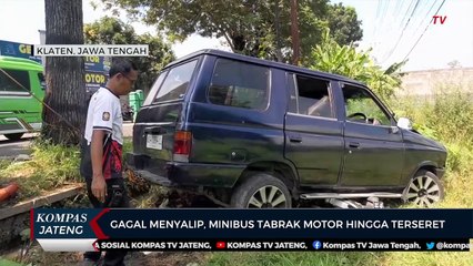 Gagal Menyalip, Minibus Tabrak Motor hingga Terseret