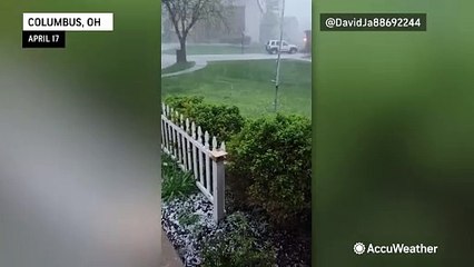 Скачать видео: Severe storms pummel Ohio with large hail, damaging tornadoes and drenching rain