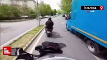 Beylikdüzü'nde polisten kaçan motosikletliler kask kamerasında