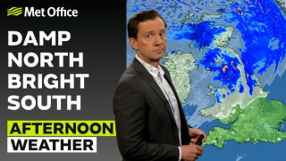 Met Office Afternoon Weather Forecast 18/04/24 - Rain in the north easing south