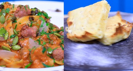 Tagliatelle sauce potiron et merguez, Blondies - Koujinetna haka 3 Ep 59