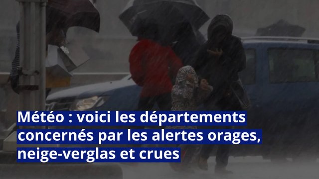 Météo : voici les départements concernés par les alertes orages, neige-verglas et crues ce jeudi