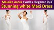 Malaika Arora Exudes Elegance, Steals the Spotlight in a Stunning white one-shoulder Maxi Dress