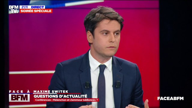 Gabriel Attal sur la conférence de LFI interdite à Lille: Il y a peut-être certaines prises de parole ou de position qui font craindre aux services spécialisés qu'il puisse y avoir des débordements