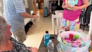 Grandpa Accidentally Breaks Girl's Paddle Ball Toy While Playing with It