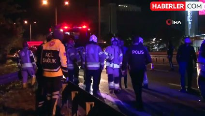 Bariyerlerden aşan aracın sürücüsü camdan fırladı