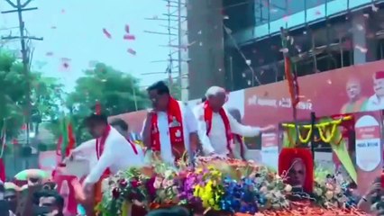 BJP Gujarat President CR Patil's road show in Navsari before filing nomination for Lok Sabha 2024 election