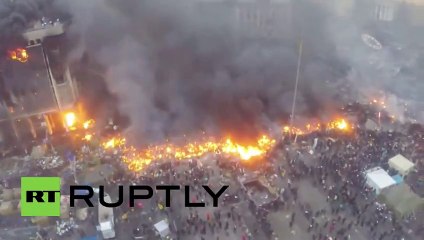 Drone graba el clímax de los enfrentamientos en Kiev