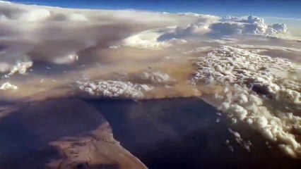 Tormenta de arena en California vista desde el cielo