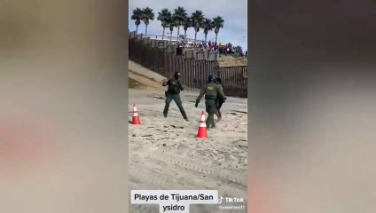 Download Video: Enfrentamiento entre migrantes y agente de la CBP en Tijuana