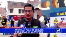 SMP: desde este viernes inician reparaciones en 13 cuadras de la Av. Perú