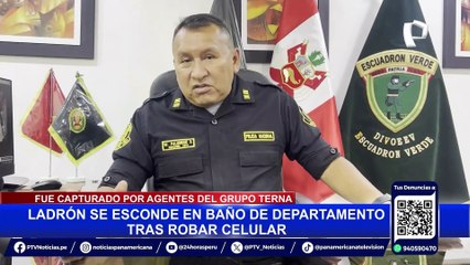 Capturan a delincuente que había robado celular escondido en un baño en La Victoria