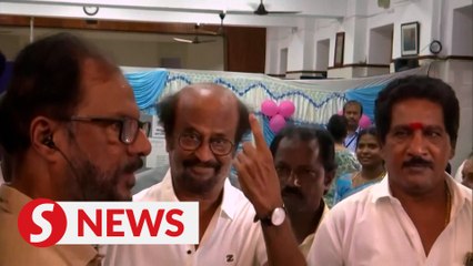 India megastar Rajinikanth casts his vote on election day