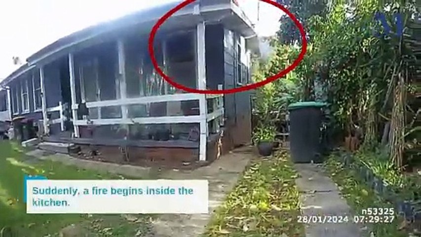 Michael McKenzie was arrested in Kiama for domestic violence and property damage offences. Police body worn footage shows the moment McKenzie recklessly set a house on fire before he was arrested.