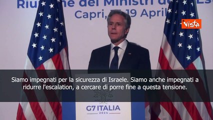 Blinken: Impegnati per sicurezza di Israele  e per de-escalation
