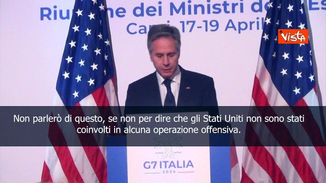 Attacco Israele all'Iran, Blinken: Usa non coinvolti in nessuna offensiva