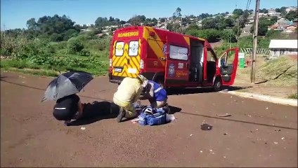 Forte colisão deixa motociclista ferido no Sanga Funda