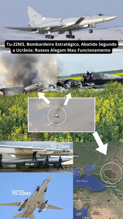 Tu-22M3, Bombardeiro Estratégico, Abatido Segundo a Ucrânia; Russos Alegam Mau Funcionamento