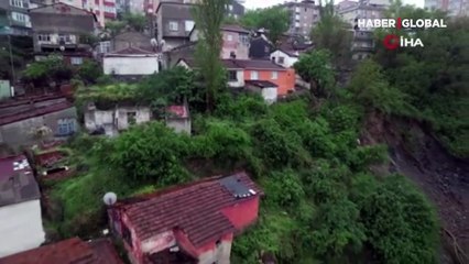 Gaziosmanpaşa’daki toprak kayması böyle görüntülendi