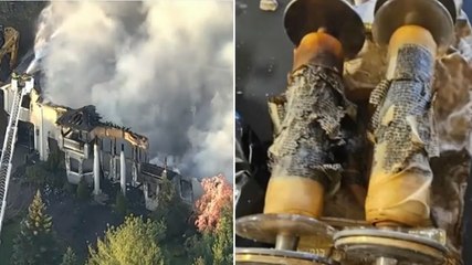 Volunteers rush to rescue Torah scrolls buried in rubble after synagogue burns down