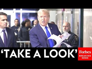 BREAKING NEWS: Trump Showcases To Reporters Huge Stack Of Stories He Says Condemn Hush Money Trial