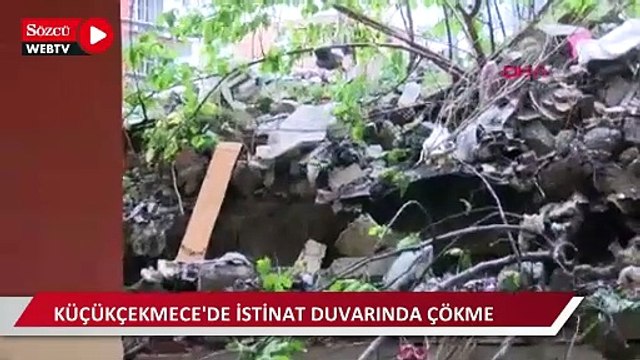 Küçükçekmece'de istinat duvarında çökme