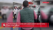 Arabalı vapurda korku dolu anlar! Dalgalar araç camlarını kırdı