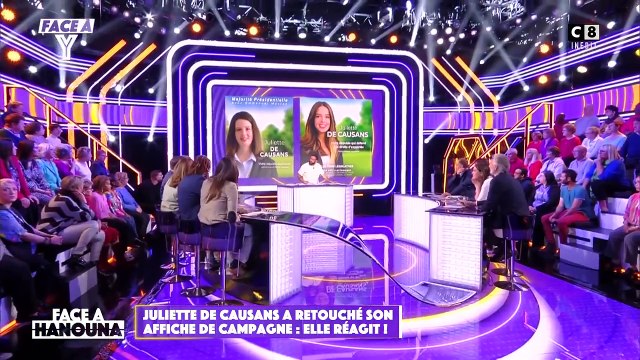 La candidate qui a fait le buzz en retouchant (énormément) sa photo de campagne pour les européennes s'explique dans Face à Hanouna : Des choses ont été enlevées, mais rien n’a été ajouté !