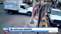 VIDEO: Camioneta sin chofer casi arrolla a señor