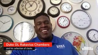 Duke's Rakavius Chambers on his clock collection