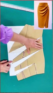 Overlap pleated skirt pattern cutting