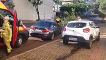 BMW e Renault se envolvem em forte colisão na Rua São Paulo, no Centro de Cascavel