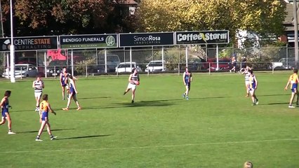 BFNL: Golden Square's Kai Daniels kicks a long goal v Strathfieldsaye