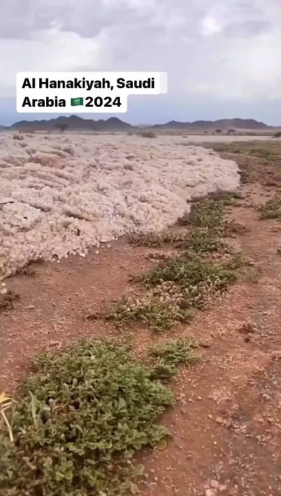  Rien à voir ici juste une rivière de glace dans le désert d'Arabie Saoudite Ça doit être encore une fois le changement climatique, n’osez pas poser de questions sinon vous êtes un négationniste du changement climatique.