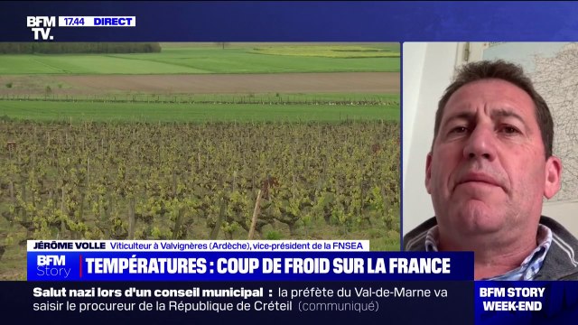 Jérôme Volle (viticulture en Ardèche et président de la FNSEA) sur la vague de froid: Pratiquement la moitié des arboriculteurs n'ont pas les moyens financiers de se protéger