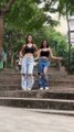 beautiful girls dancing in public places Janhavi & Vanya #latoo #dance #shorts