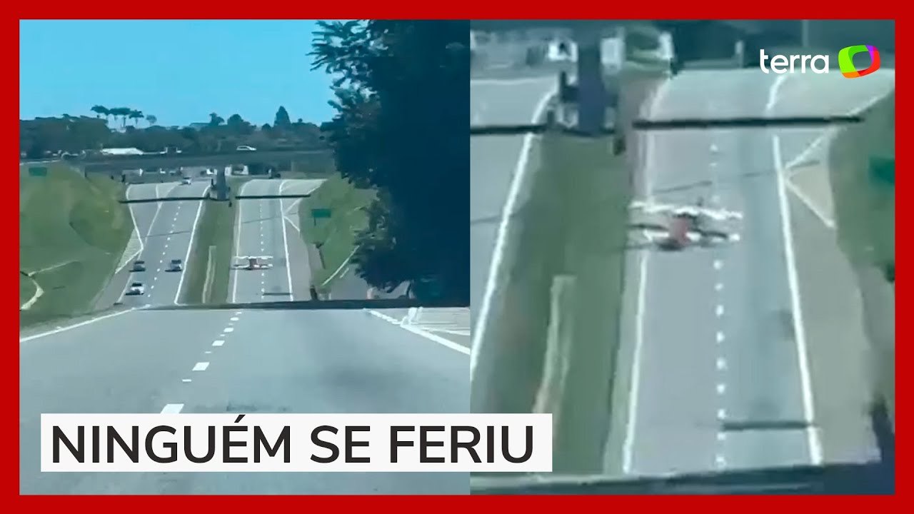 Avião de pequeno porte faz pouso forçado em rodovia no interior de SP