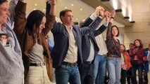 Pradales, Ortuzar y otros candidatos del PNV, celebrando la victoria en votos en Sabin Etxea