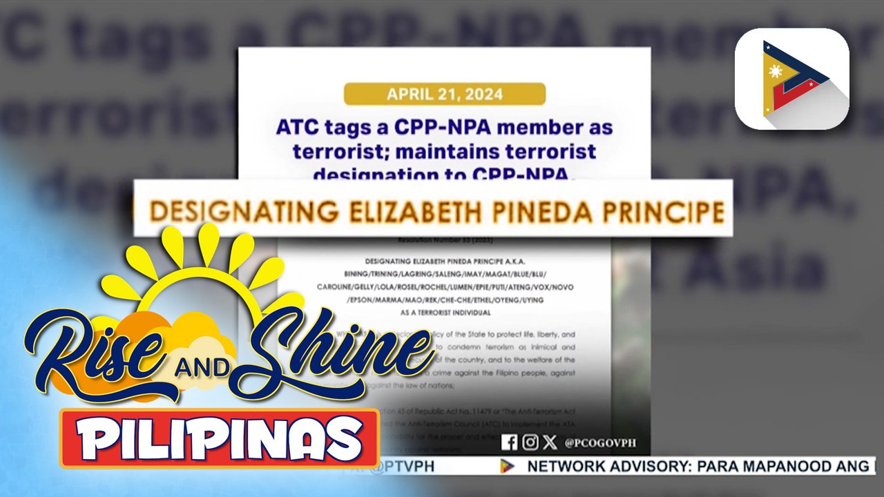 Elizabeth Pineda Principe, pinangalanan ng ATC bilang miyembro ng CPP-NPA
