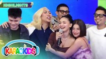 Cianne receives a tight group hug from the It's Showtime family | Karaokids