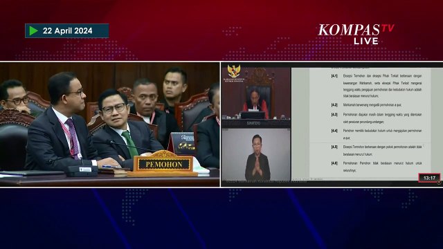 Tok! MK Tolak Gugatan Sengketa Pilpres 2024 Kubu Anies-Muhaimin, 3 Hakim Dissenting Opinion