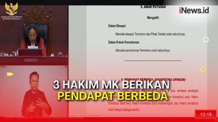MK Tolak Permohonan Anies-Cak Imin, 3 Hakim Dissenting Opinion