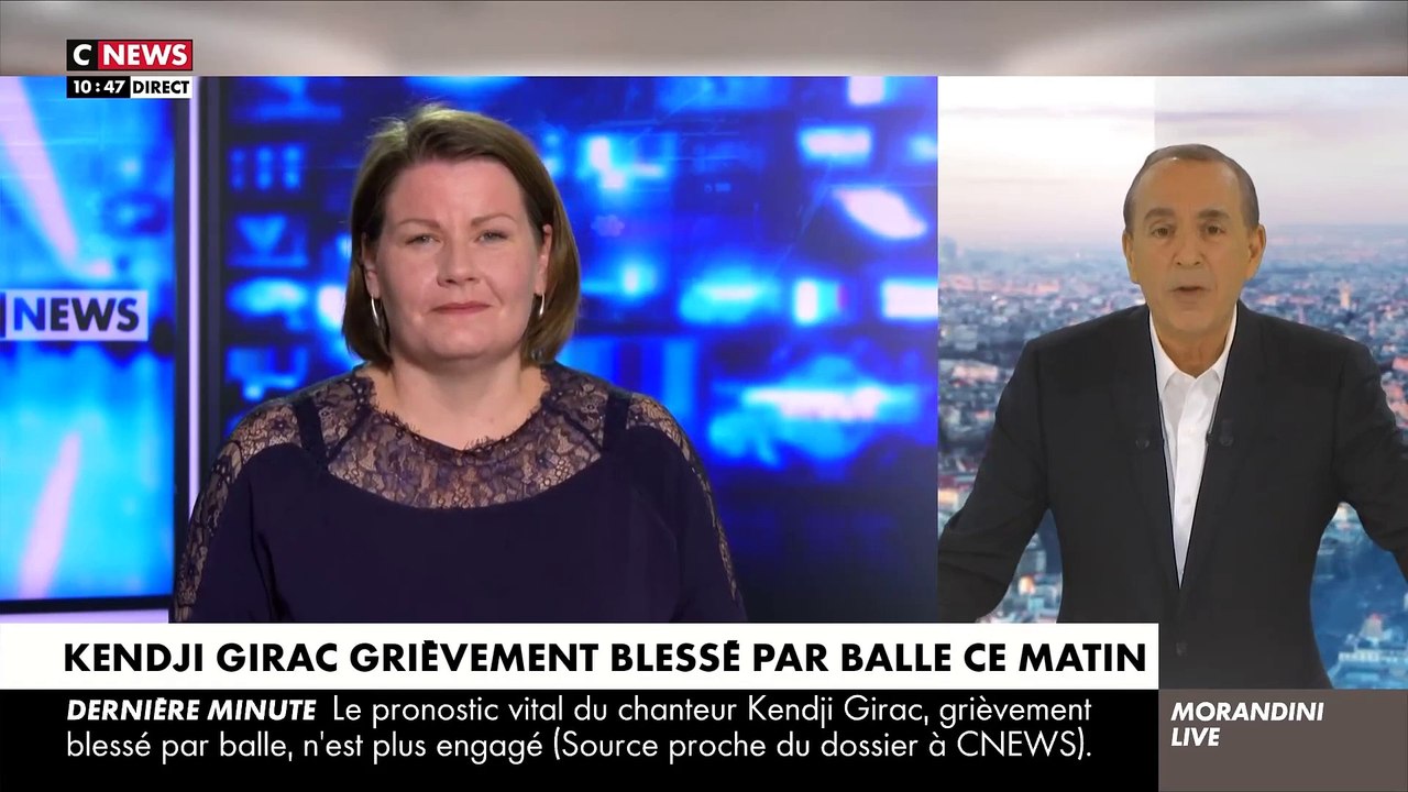 Revoir la page spéciale de "Morandini Live" sur CNews ce matin consacrée au chanteur Kendji Girac qui a été gravement blessé par balle au thorax cette nuit - VIDEO