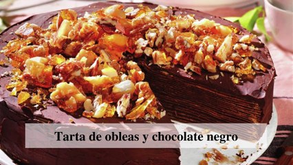 Tarta de obleas y chocolate negro (con nata)