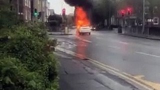 Car fire in Grantham town centre.