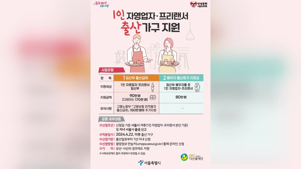 [서울] "자영업자·프리랜서도 출산 급여"...서울시 최초 지원 / YTN