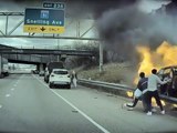 Watch: Dashcam video shows a man pulled from a burning vehicle in St. Paul