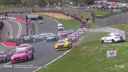 Audi TT Cup Racing Groups A an B 2024 Brands Hatch Race 2 Start Pile Up