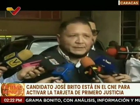 Caracas | Candidato José Brito solicitó activar la tarjeta de Primero Justicia ante el CNE