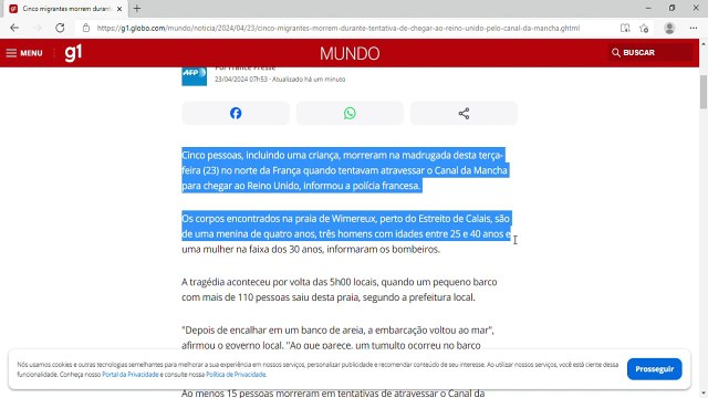Cinco migrantes morrem durante tentativa de chegar ao Reino Unido pelo Canal da Mancha
